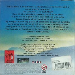 Box back cover for Sarakon on the Atari ST.